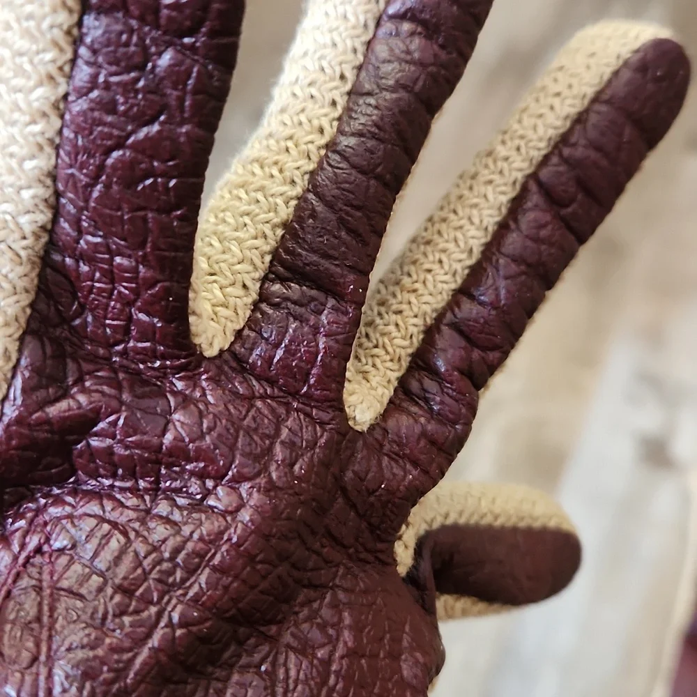 Aris Novakid Womens Burgandy & Tan Leather Driving Gloves‎ Size Med Lux  Chic